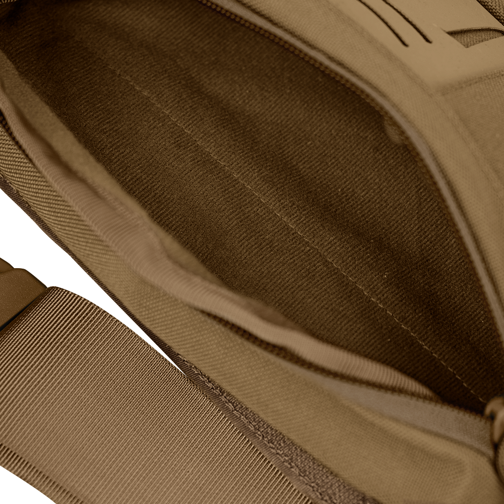 The inside hook and loop materiel of the pouch