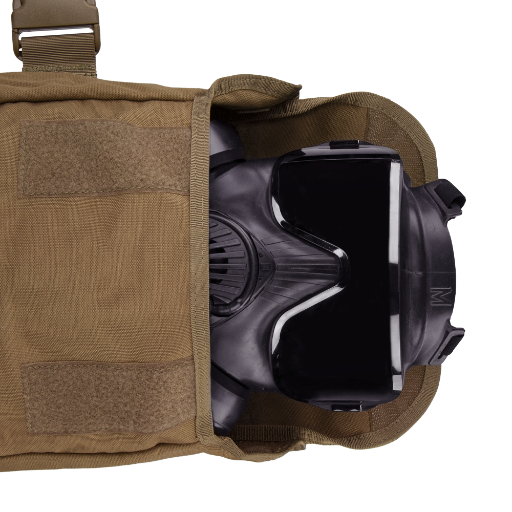 Image of how the gas mask fits in the pouch