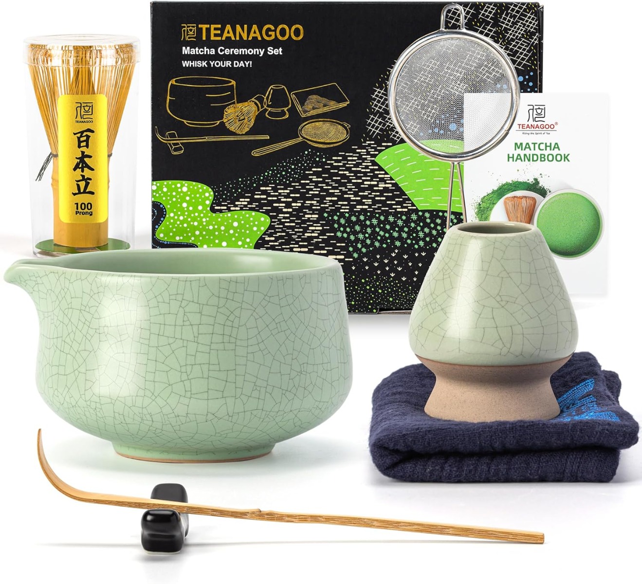 Matcha Set Hellgrün mit Ausgiessschale 7-tlg.