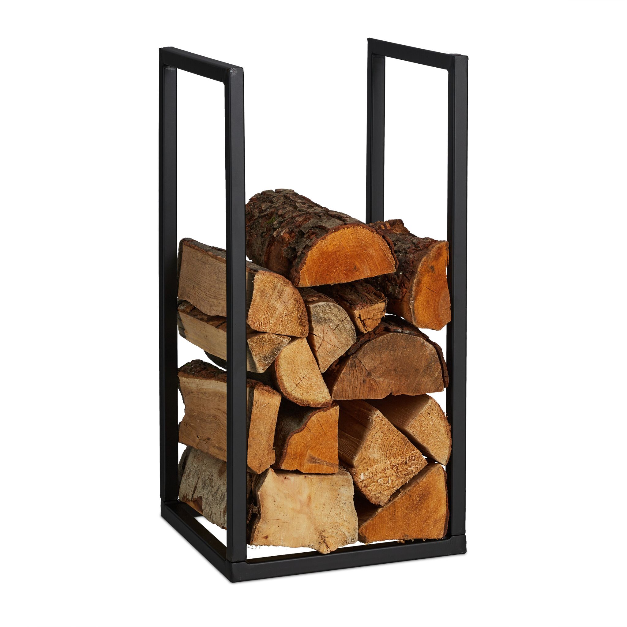 Kaminholzregal Metall 60 x 30 x 30 cm Schwarz