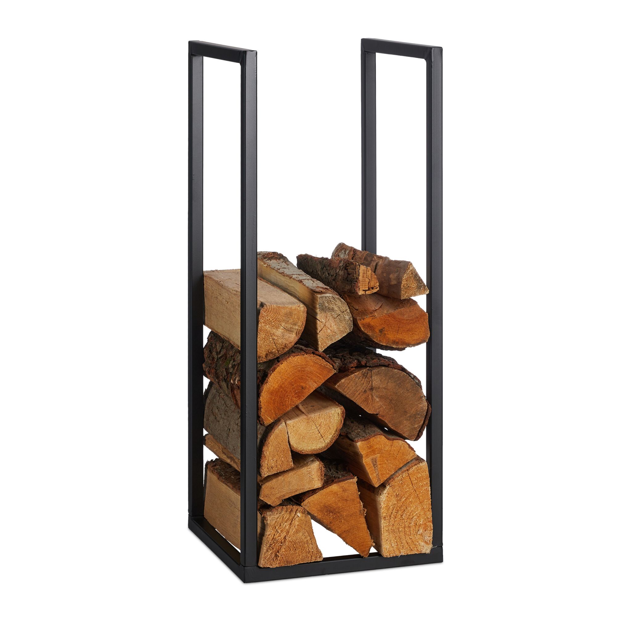 Kaminholzregal Metall 75 x 30 x 30 cm Schwarz