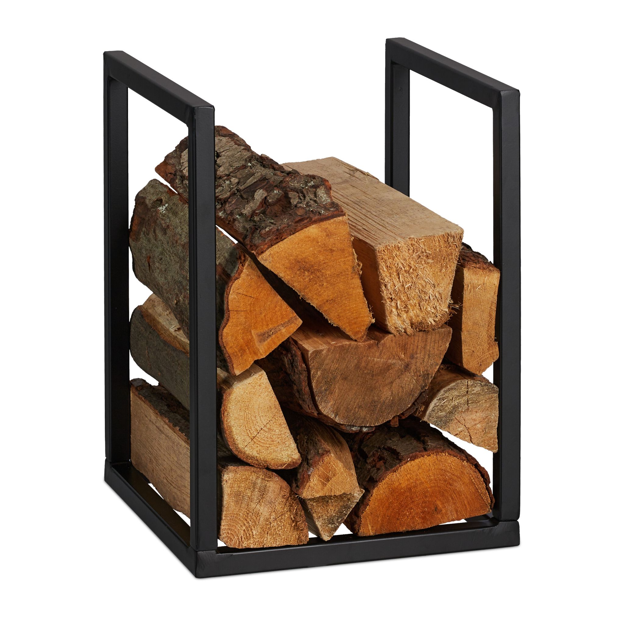 Kaminholzregal Metall 40 x 30 x 30 cm Schwarz