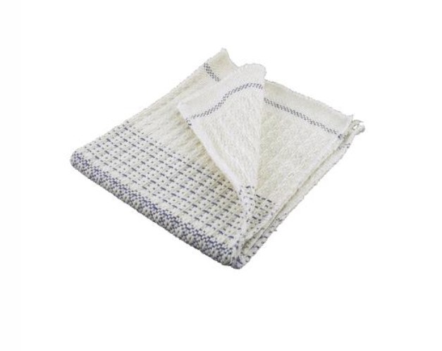 Gulvklud 50 x 50 cm Vaffelvævet m. forstærkning Hvid/Blå Ubleget - 1 stk