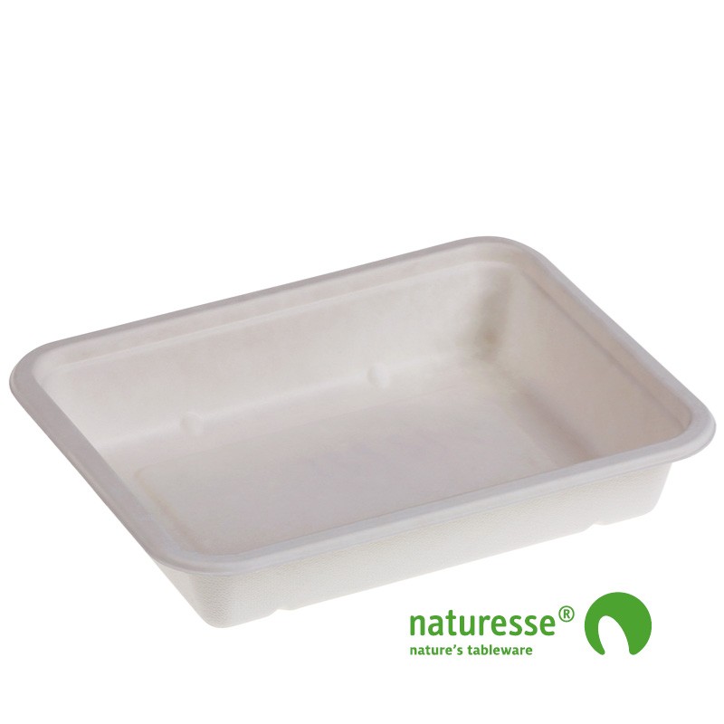 Sukkerrørsfiber Menubakke Bio Coated 1000 ml - 125 stk/pk
