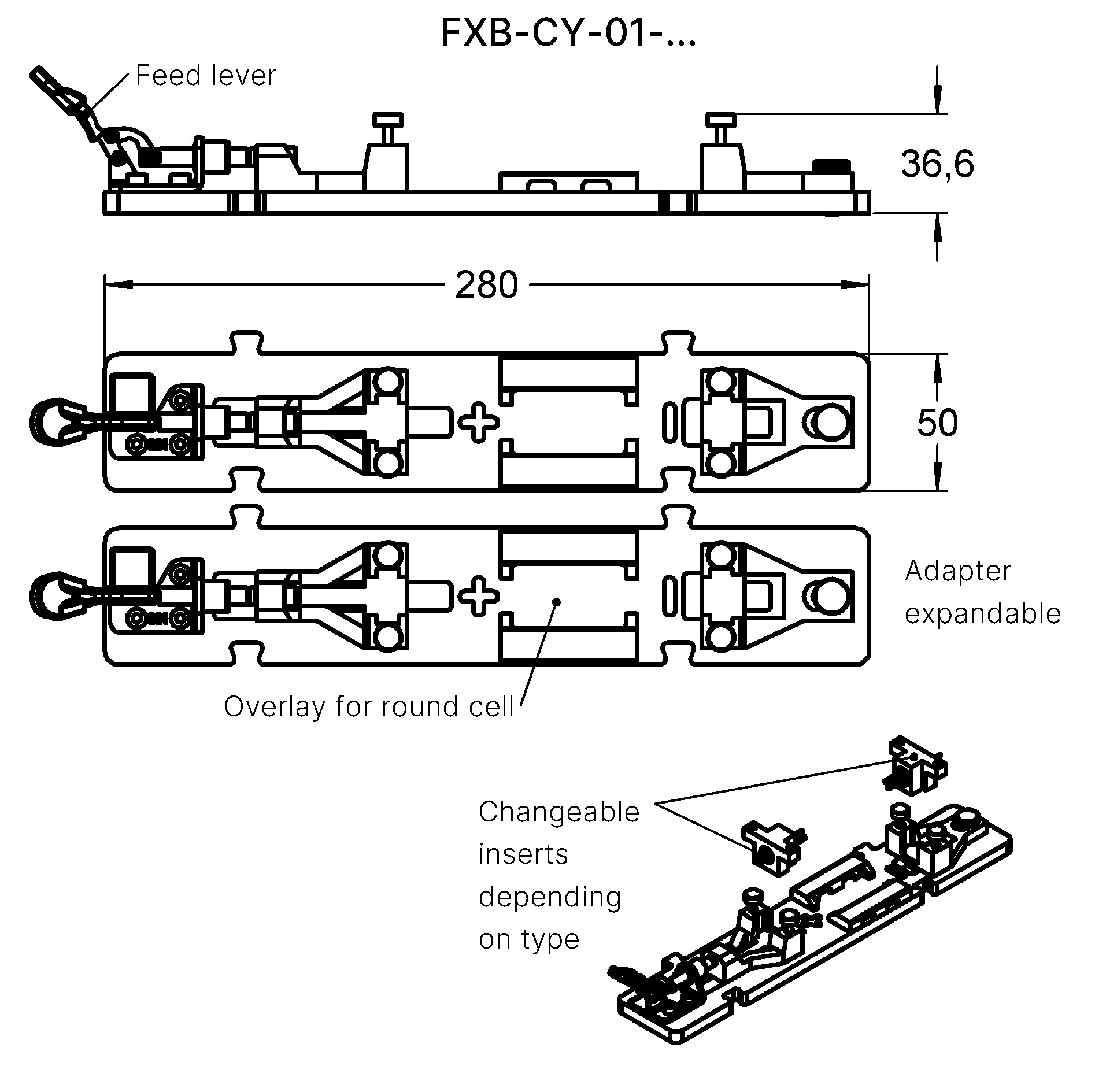 FXB-CY-01-04 Prüfadapter für Rundzellen Family designation