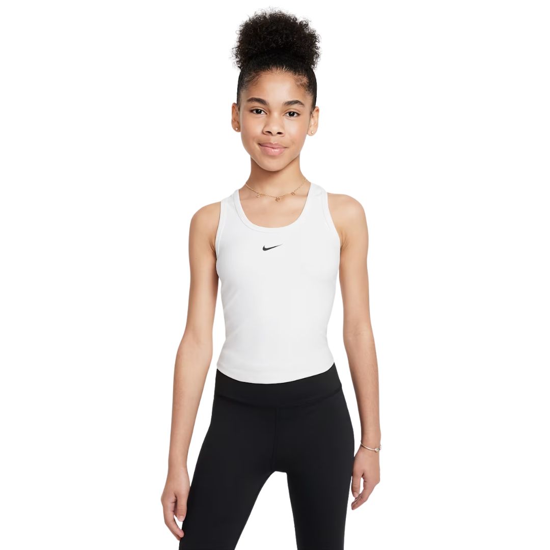 Nike One Fitted Girls Dri-FIT Tank Top White- Padeltøj