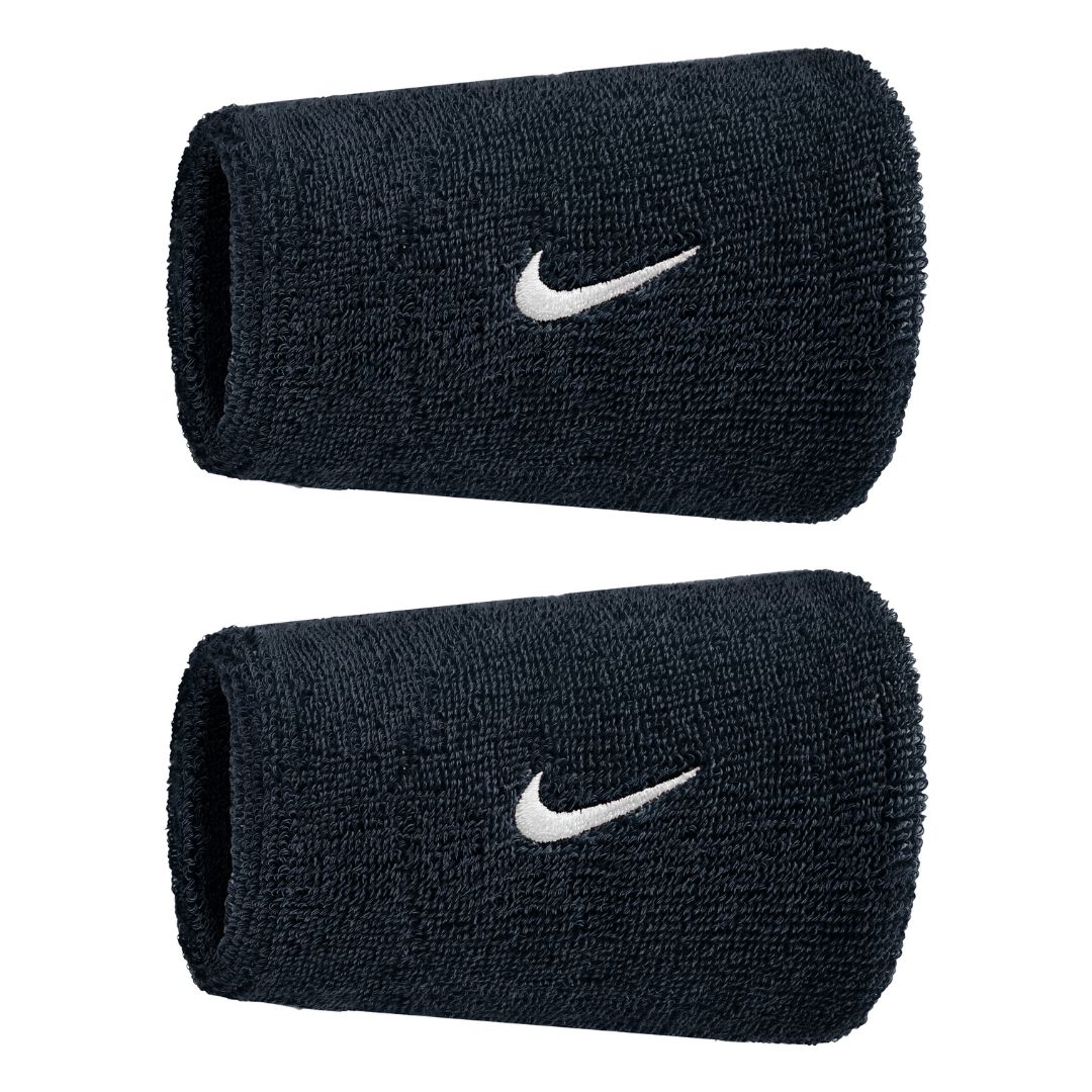 Nike Swoosh Classic Doublewide Wristbands 2-Pack Black/White