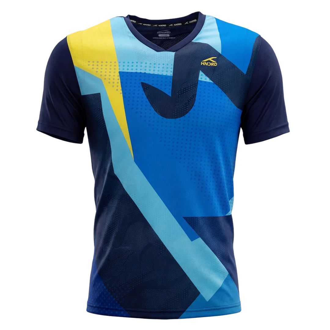 Hundred T-shirt Cubes Blue/Black - Badmintonbekleidung