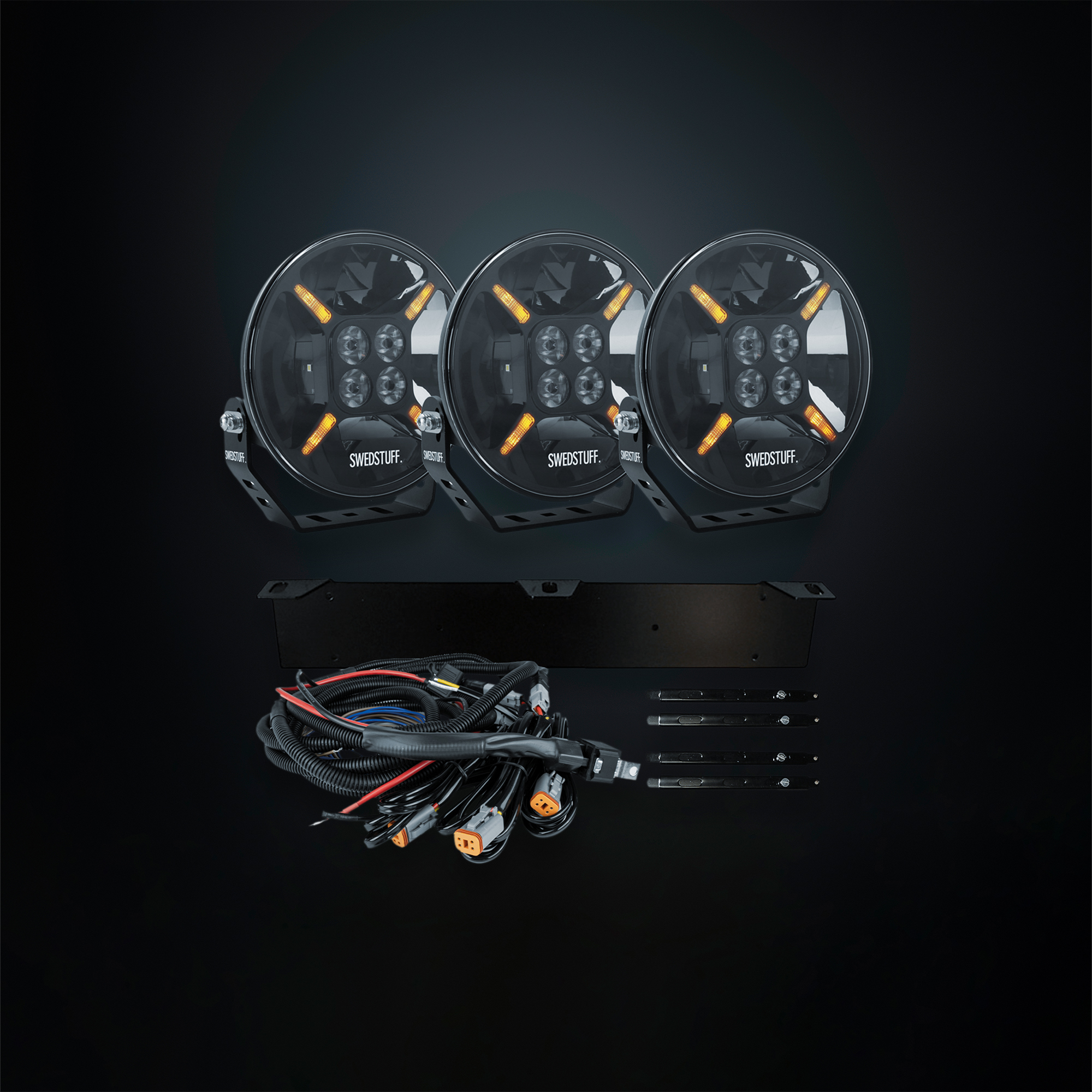 KOMPLETT KIT 3X LDL-01 LJUS 9" LED