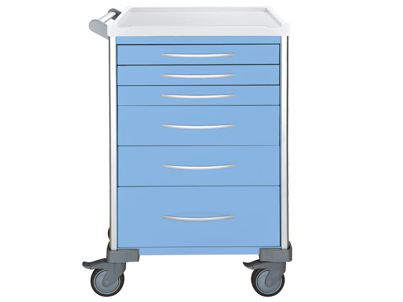 Anaesthesia Cart, Tall, 6 Drawer (3x 75mm, 2x 155mm, 1x 235mm), Blue, UniCart