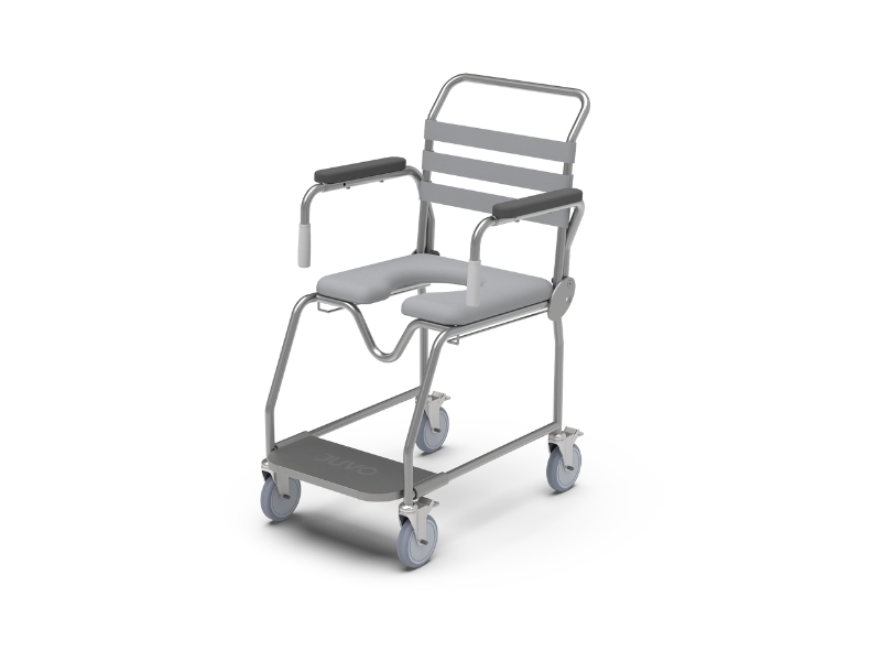 Shower Commode, Attendant Propelled, Sliding Footplate, 410mm, Juvo