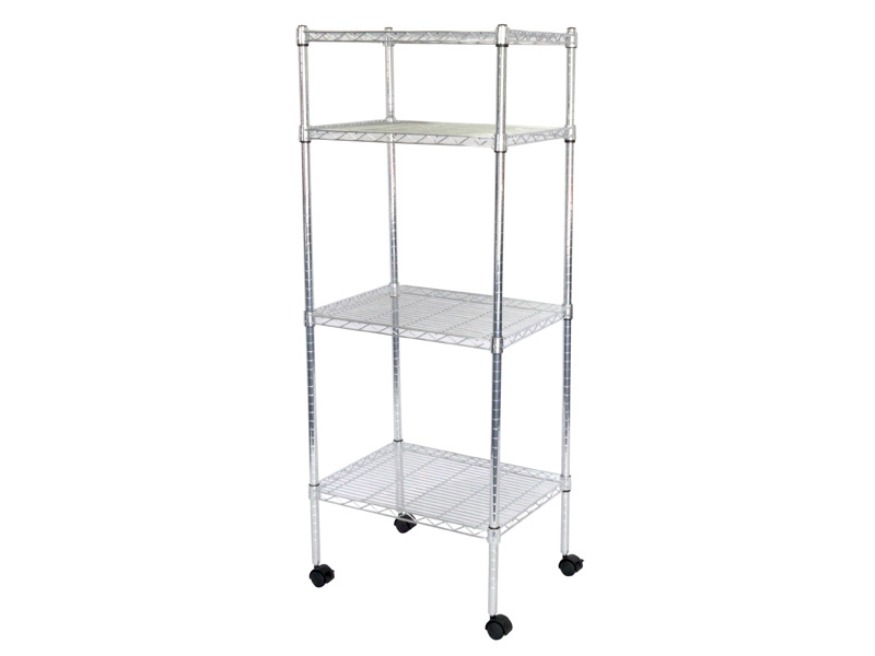 Wire Shelving, 460 x 610 x 1500mm, Chrome, 4 Shelves, with 50mm Castors, Unicare