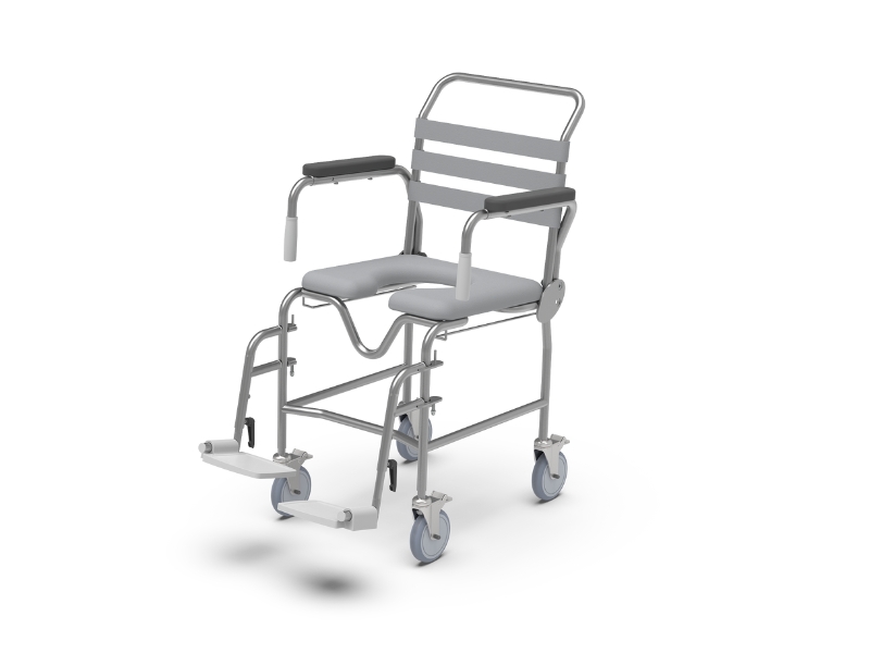Shower Commode, Attendant Propelled, Swing Away Footplate, 460mm, Juvo