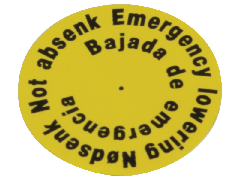 Decal, Emergency Lowering, Molift, to suit Nomad Ceiling Hoist