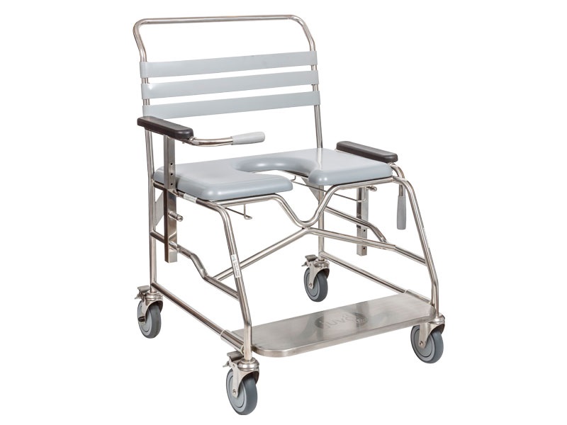 Shower Commode, Attendant Propelled, Sliding Footplate, 660mm, Juvo, Xtra Care Plus