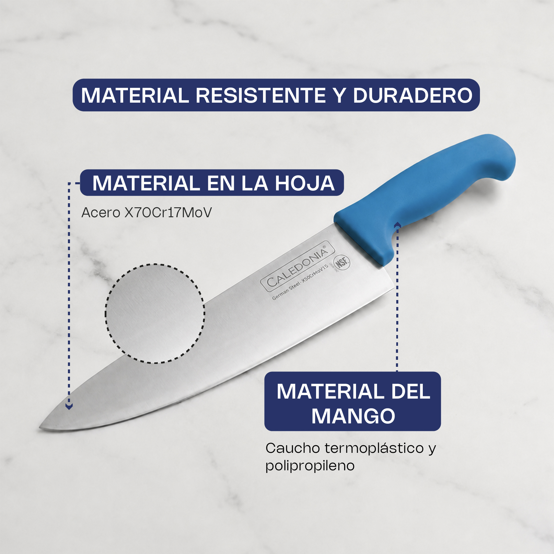 Cuchillo Chef 10" · detalle 4