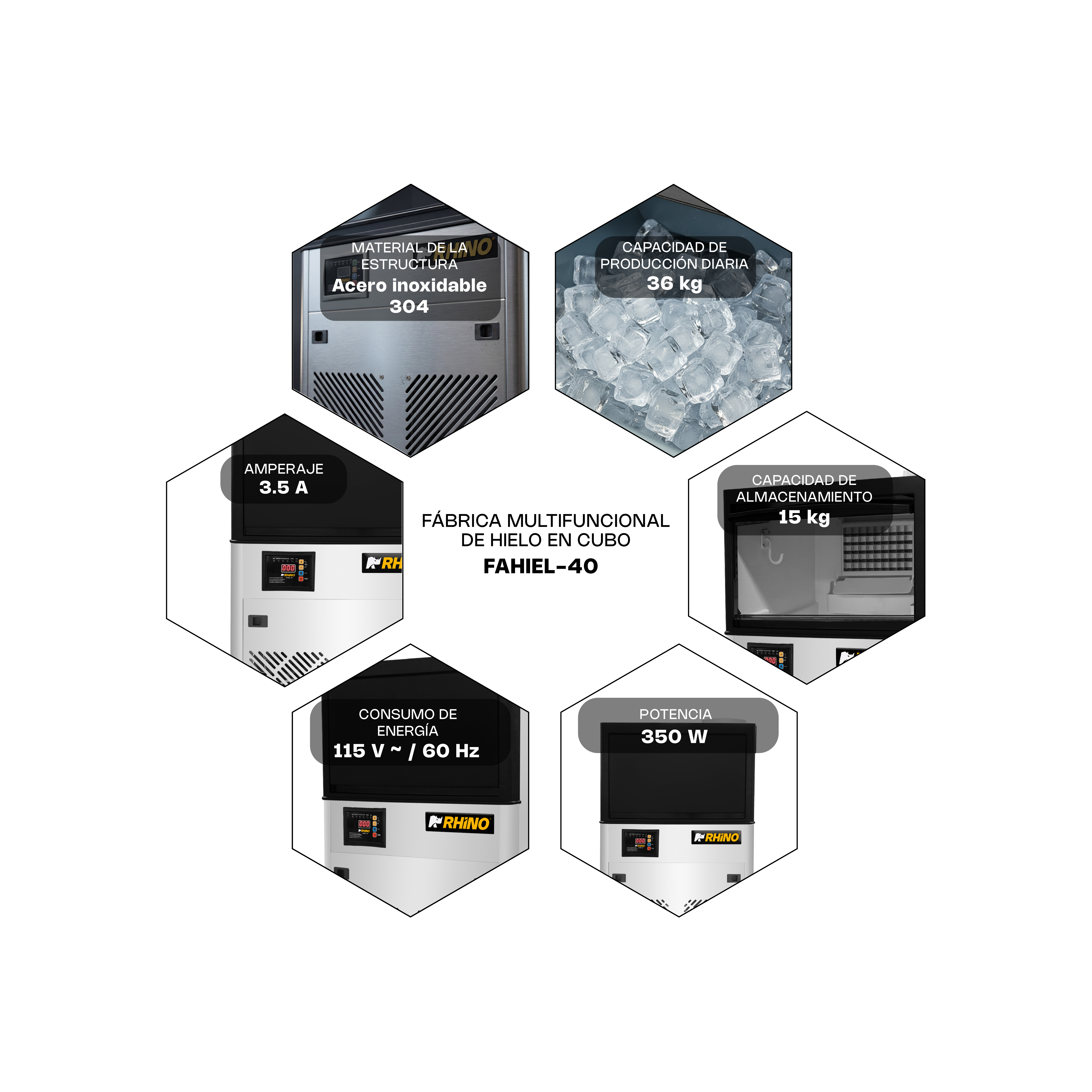 Fábrica Multifuncional de Hielo en Cubo 40 kg · detalle 3