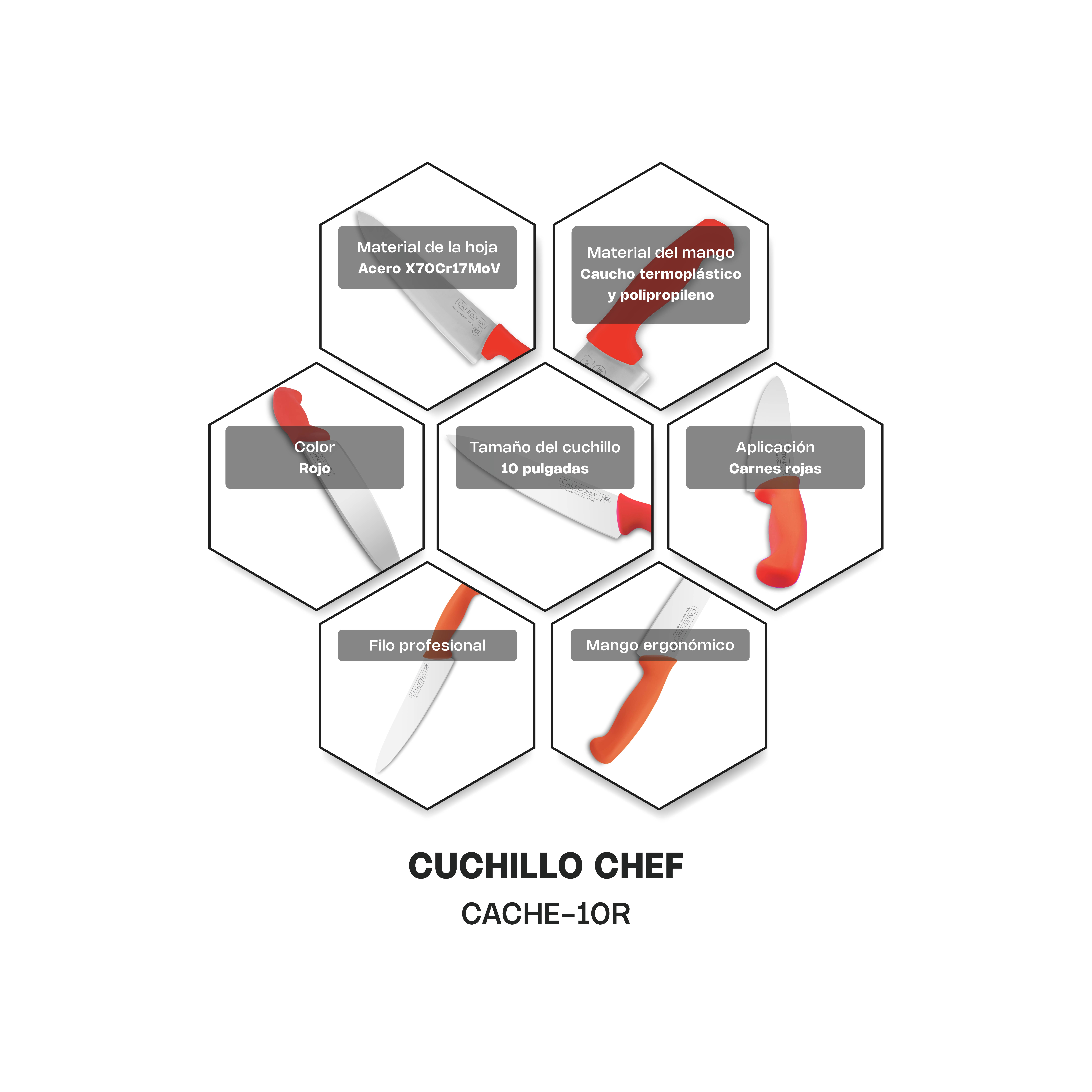 Cuchillo Chef 10" · detalle 4