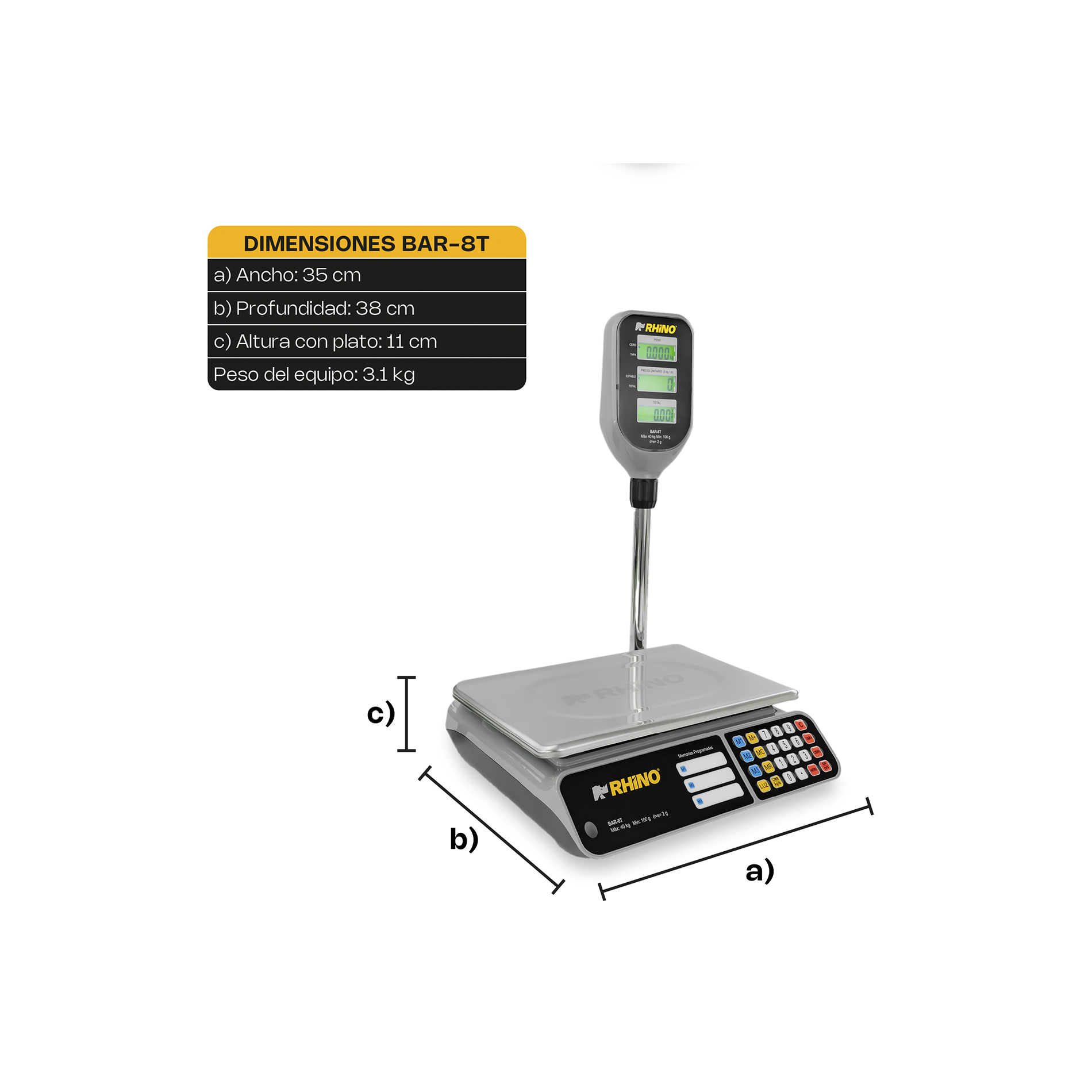Báscula Electrónica Multifunciones con Torreta 40 kg · detalle 4