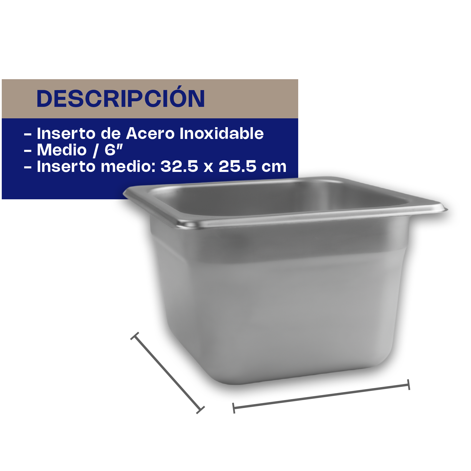 Inserto de Acero Inoxidable Medio 6" · detalle 2