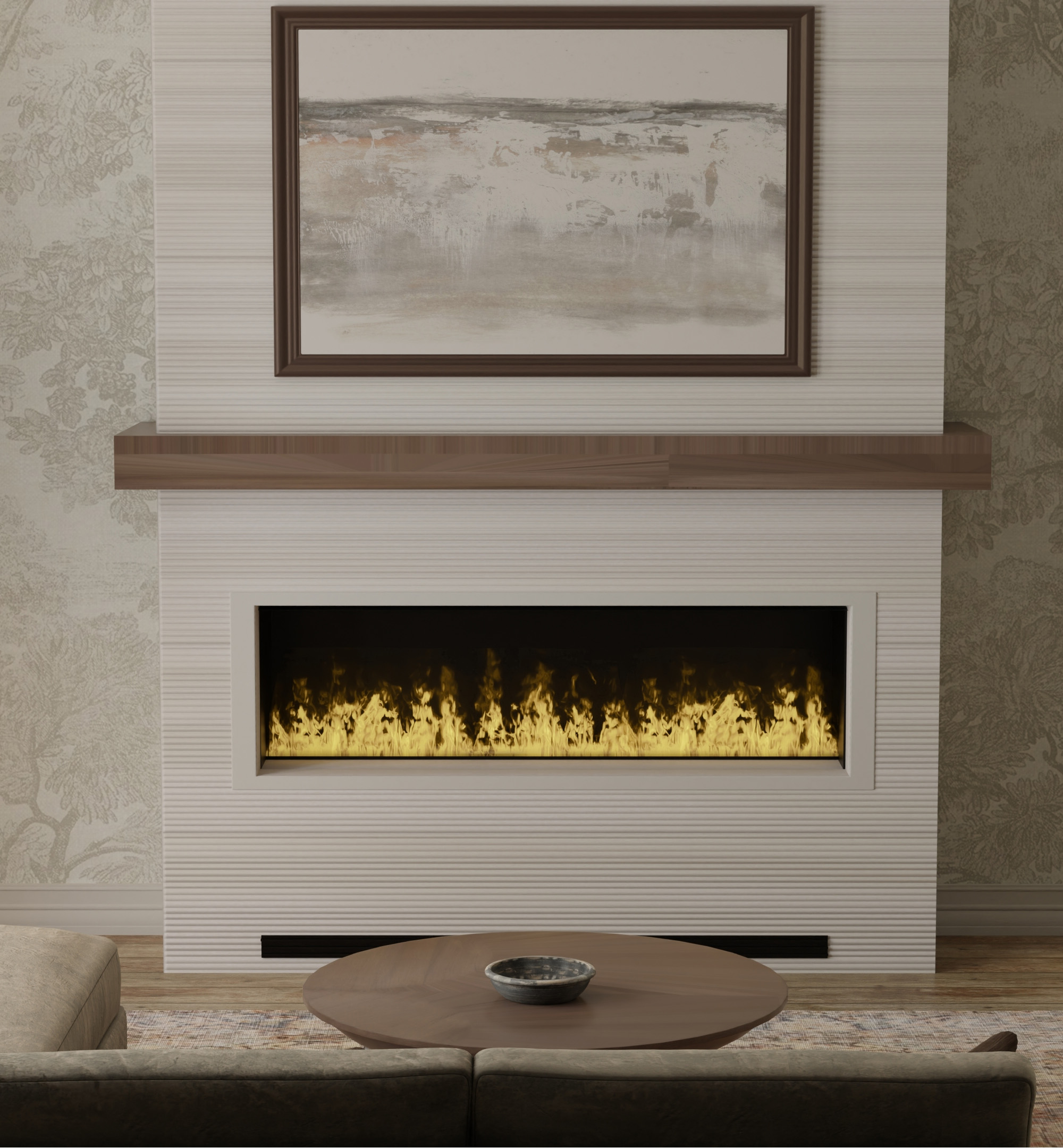 Optimyst RGB Pro Box in a finished fireplace setting
