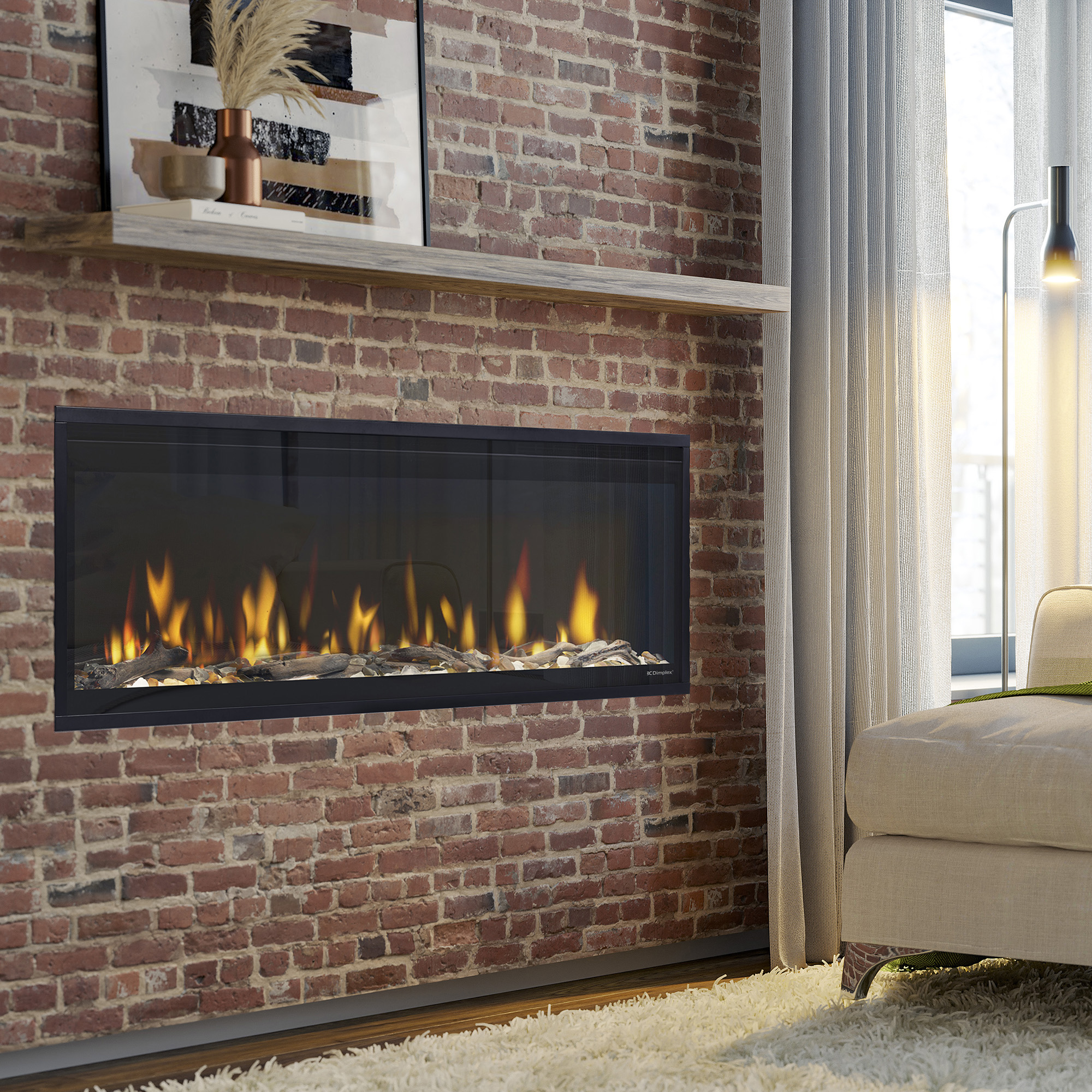 EVO50 in a finished Dimplex fireplace setting