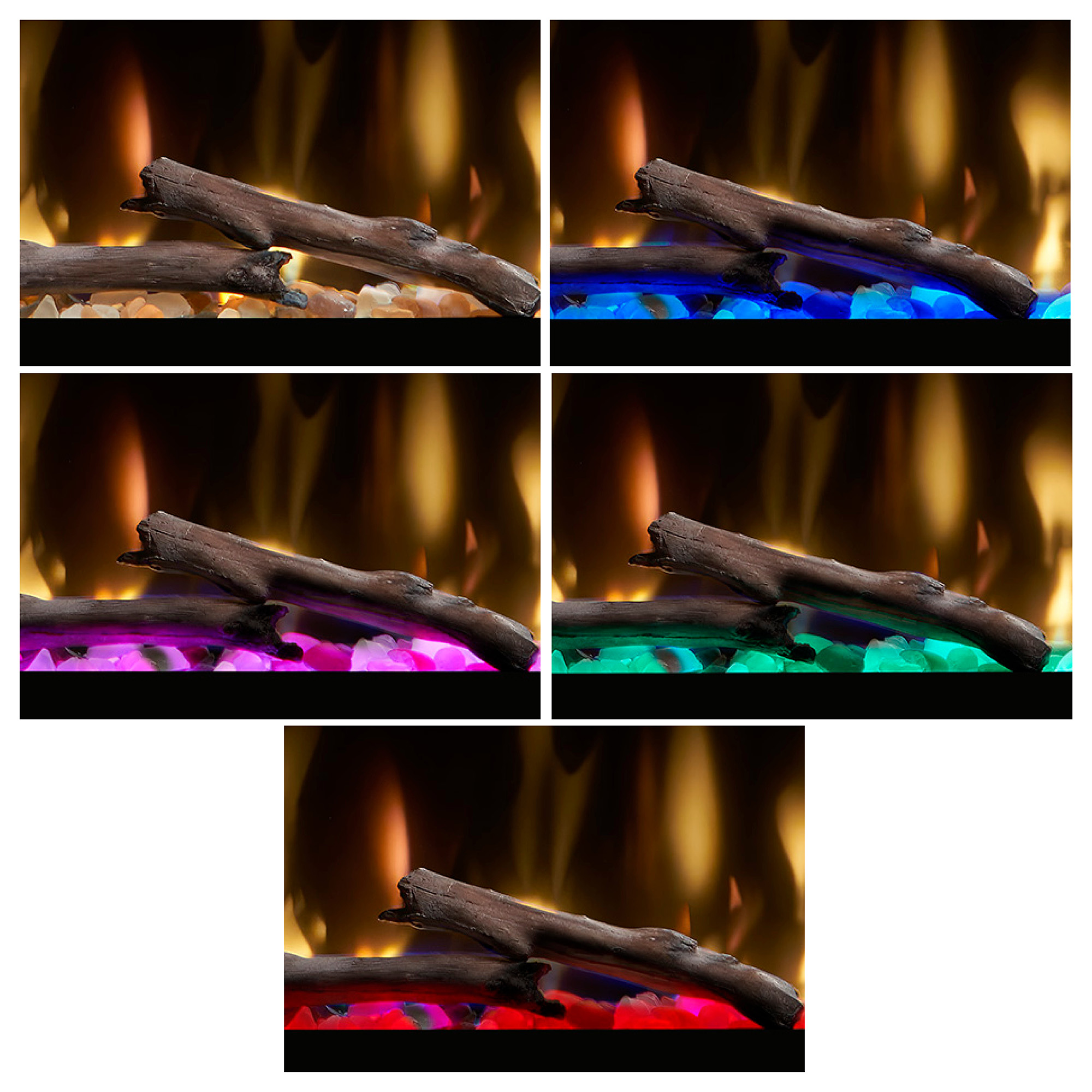 Colored media lighting beneath the Ignite Evolve driftwood
