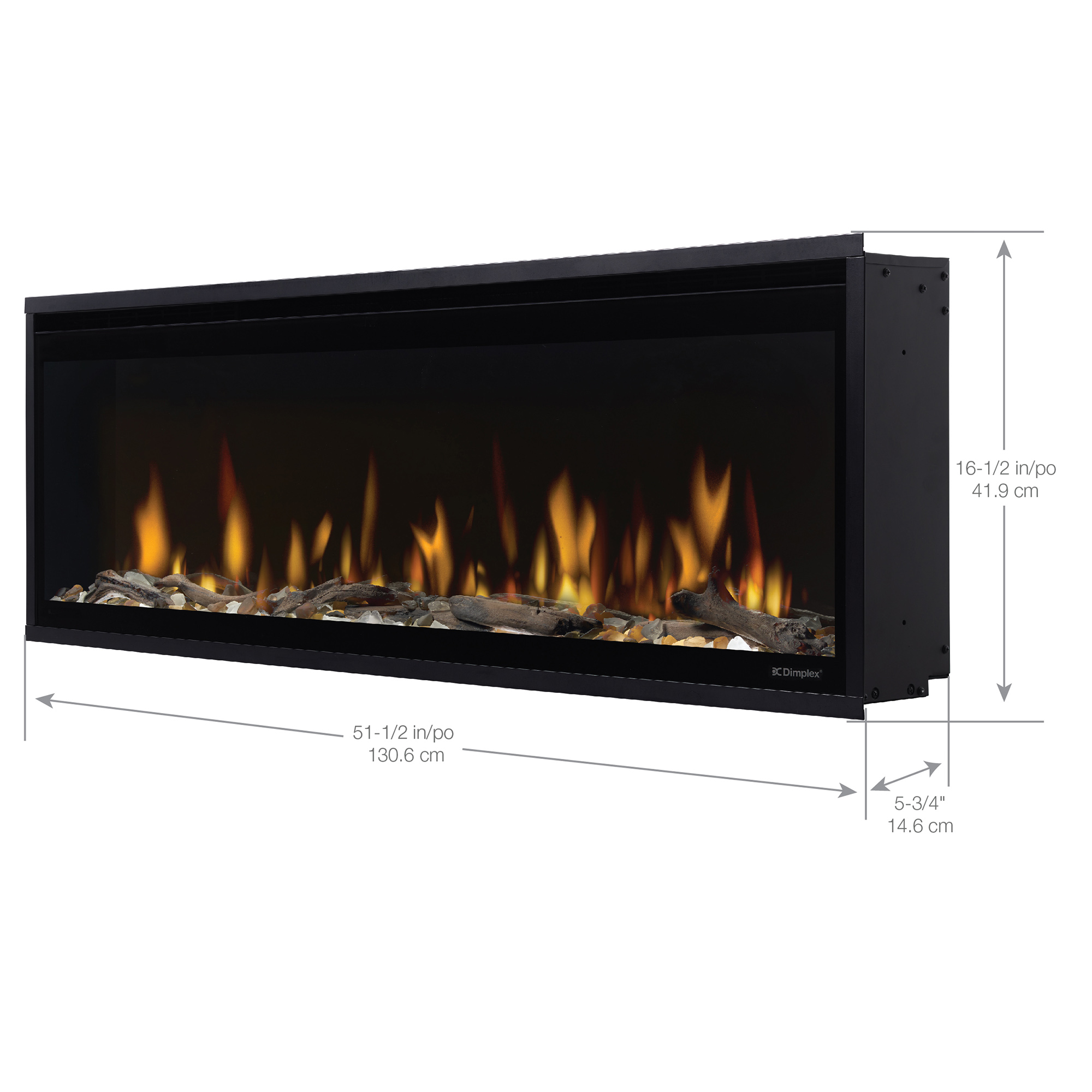 EVO50 manufacturer dimension drawing; overall dimensions are separate from the framed opening