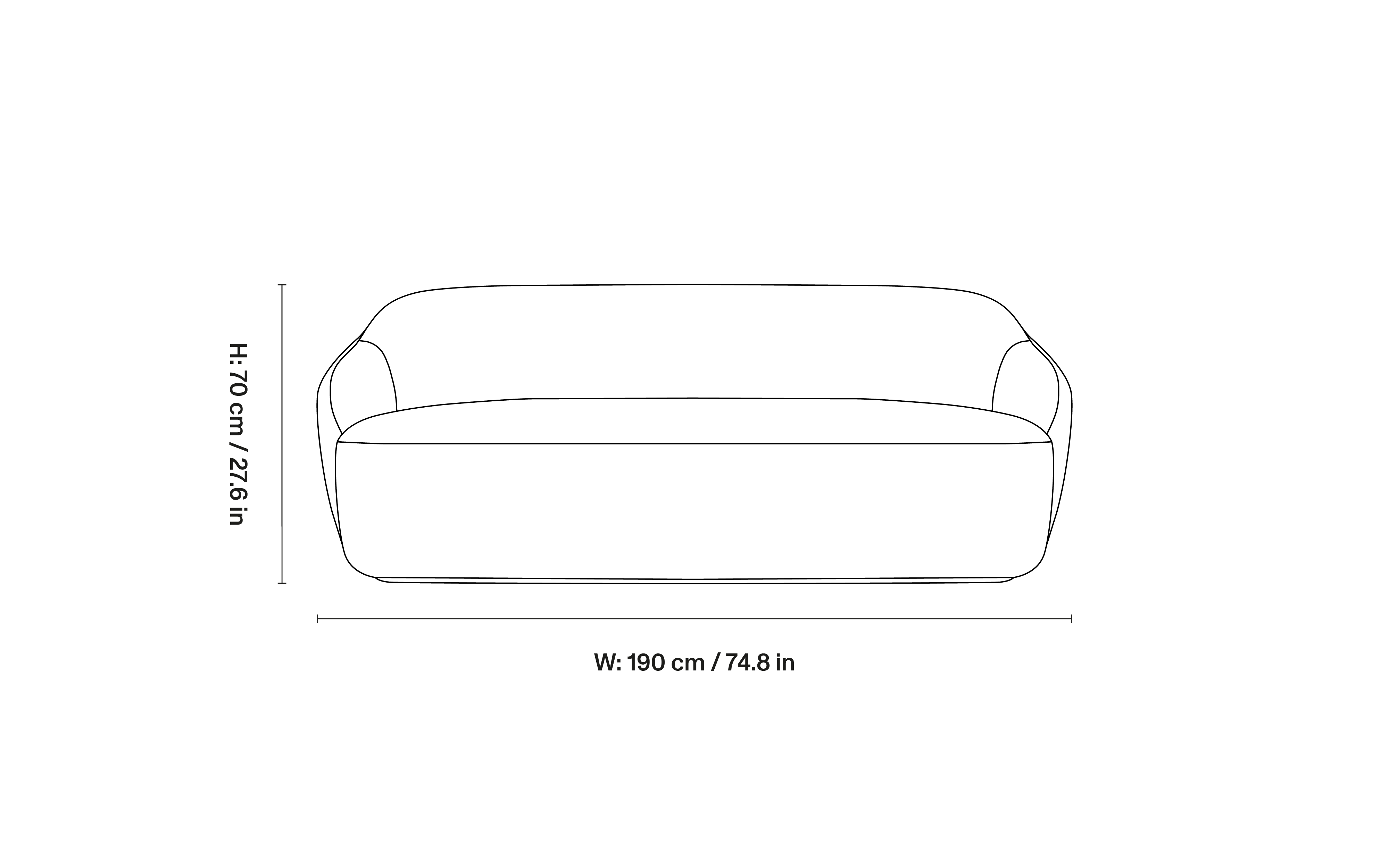 Barba Club Sofa dimensions 1