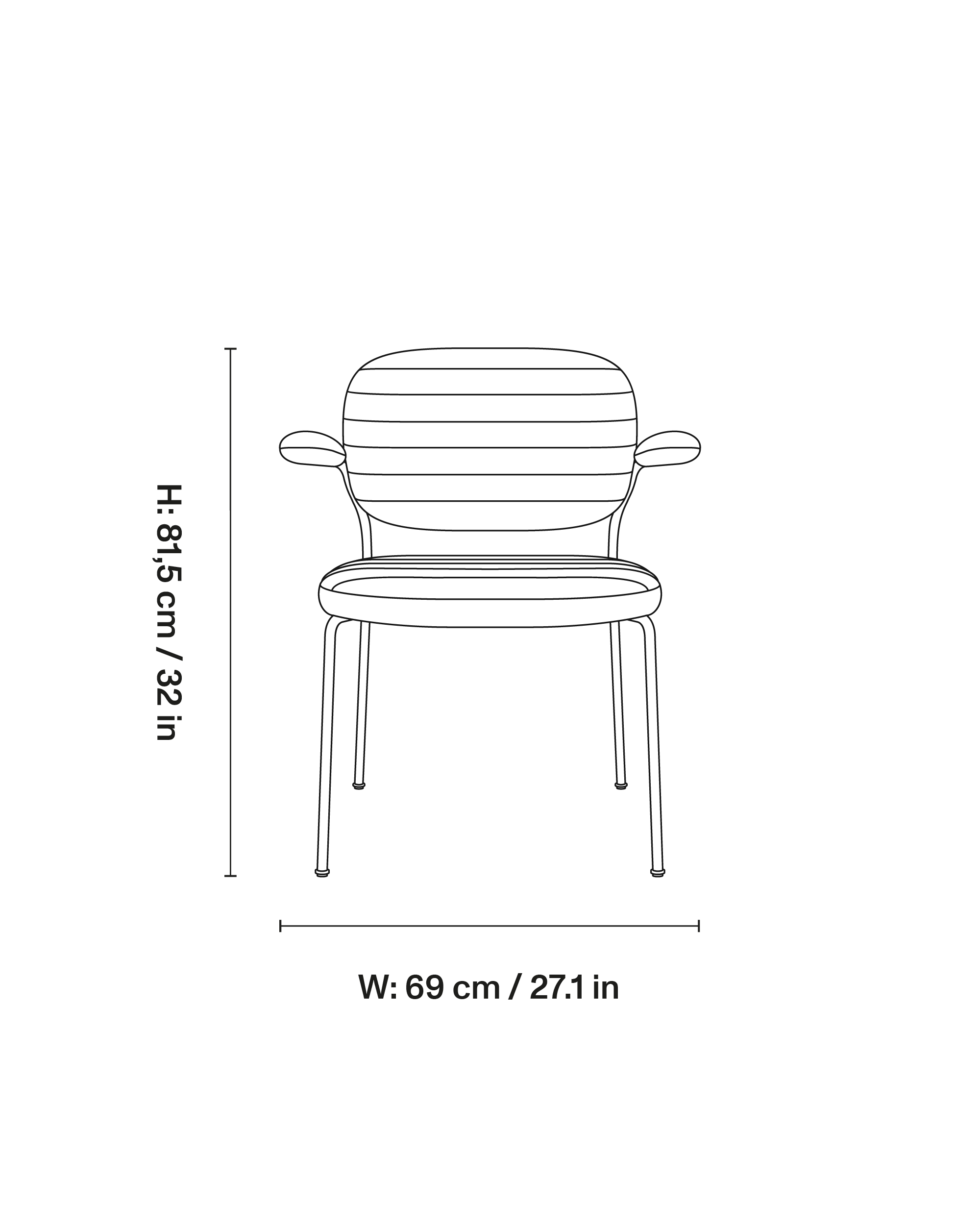 Flora Armchair dimensions 1