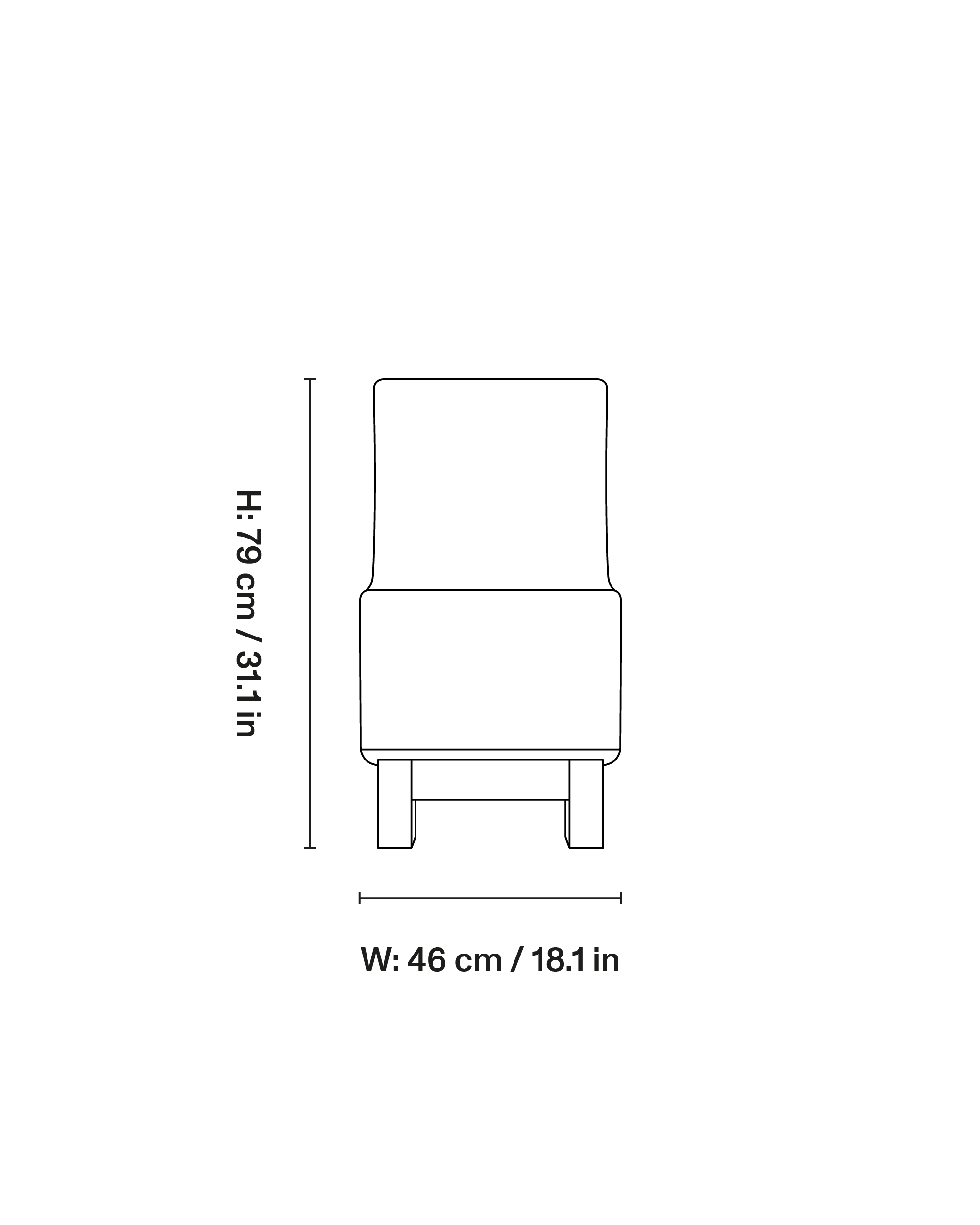 BD1 Lounge Chair dimensions 1