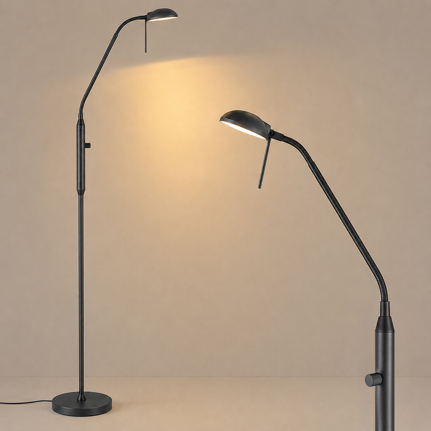 Industrie Vloerlamp - Zwart metalen Staande Lamp - 20.3/20.3/159cm - Inclusief LED G9 Lichtbron 3W 270Lm 3000K - met dimschakelaar - Voor slaapkamer en woonkamer
