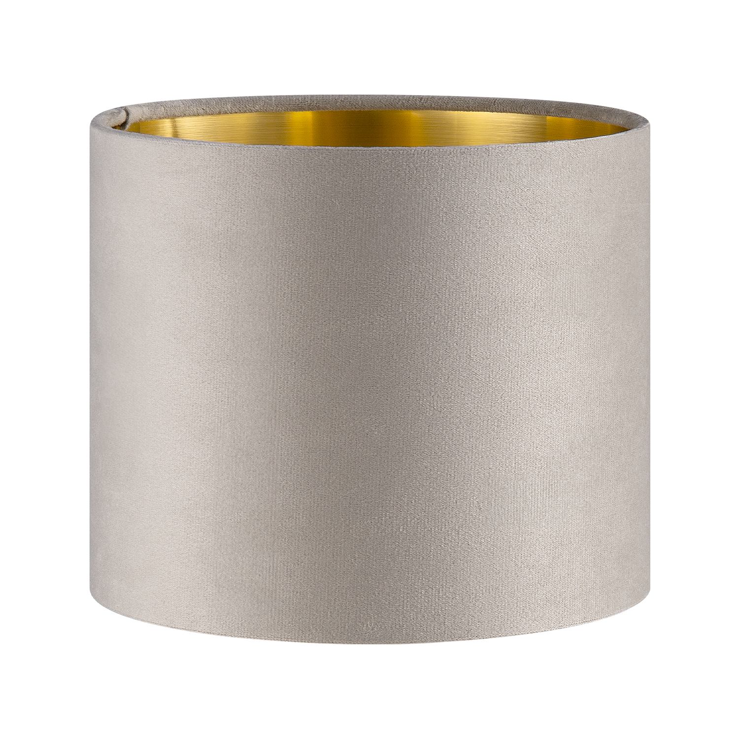 Fluweel - Velvet Lampenkap - Cilinder - Grey + goud - Luxe stijl - ø20 x 17 cm - E27 fitting - voor tafellampen en Pendellamp - voor woonkamer en eetkamer