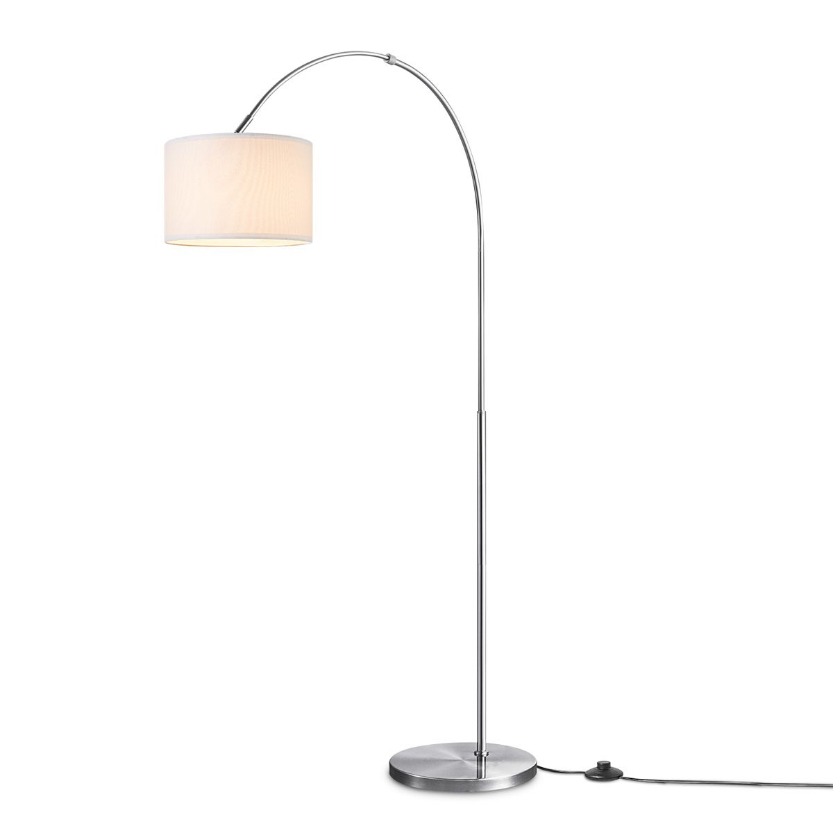 Home sweet home vloerlamp Duke mat staal - met kap wit
