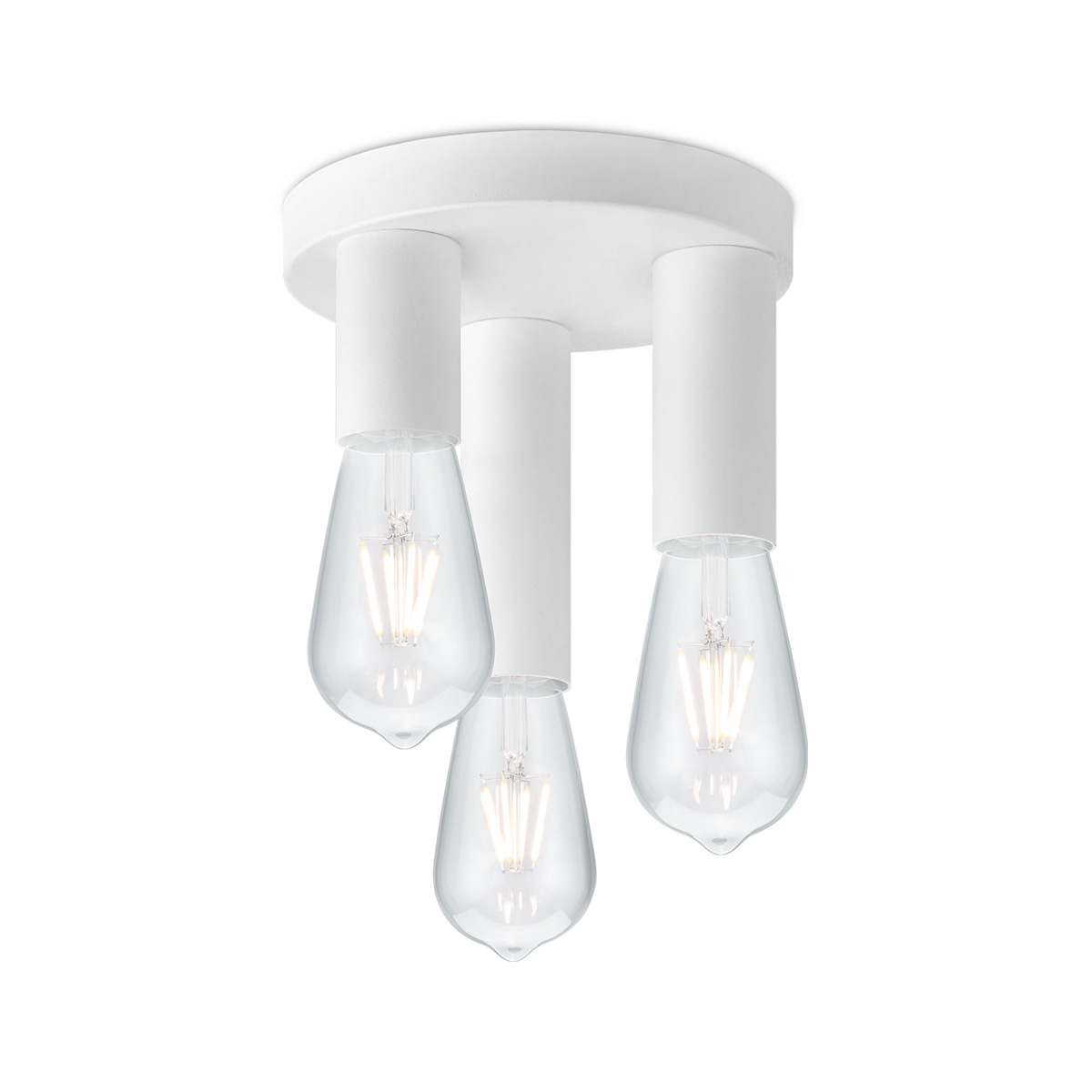 Moderne LED Plafondlamp Marna - Wit - Rond - 19/19/16.5cm - geschikt voor E27 fitting - 3 lichts Plafondlamp gemaakt van metaal