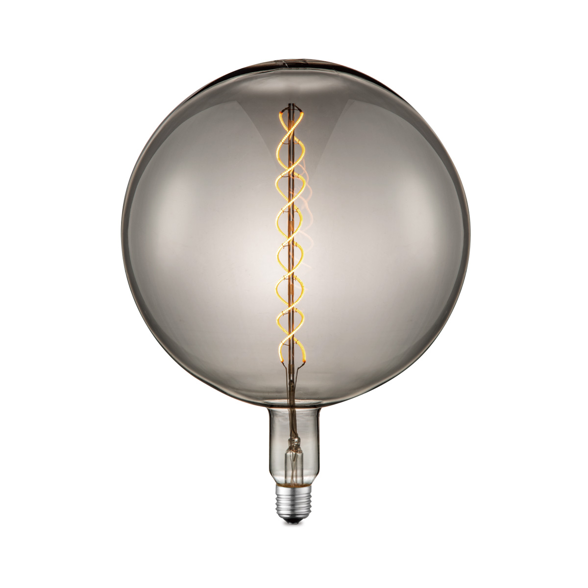 Edison Vintage LED filament lichtbron Spiraal - Rook - G260 Global - Retro LED lamp - 26/26/33cm - geschikt voor E27 fitting - Dimbaar - 6W 180lm 1800K - warm wit licht