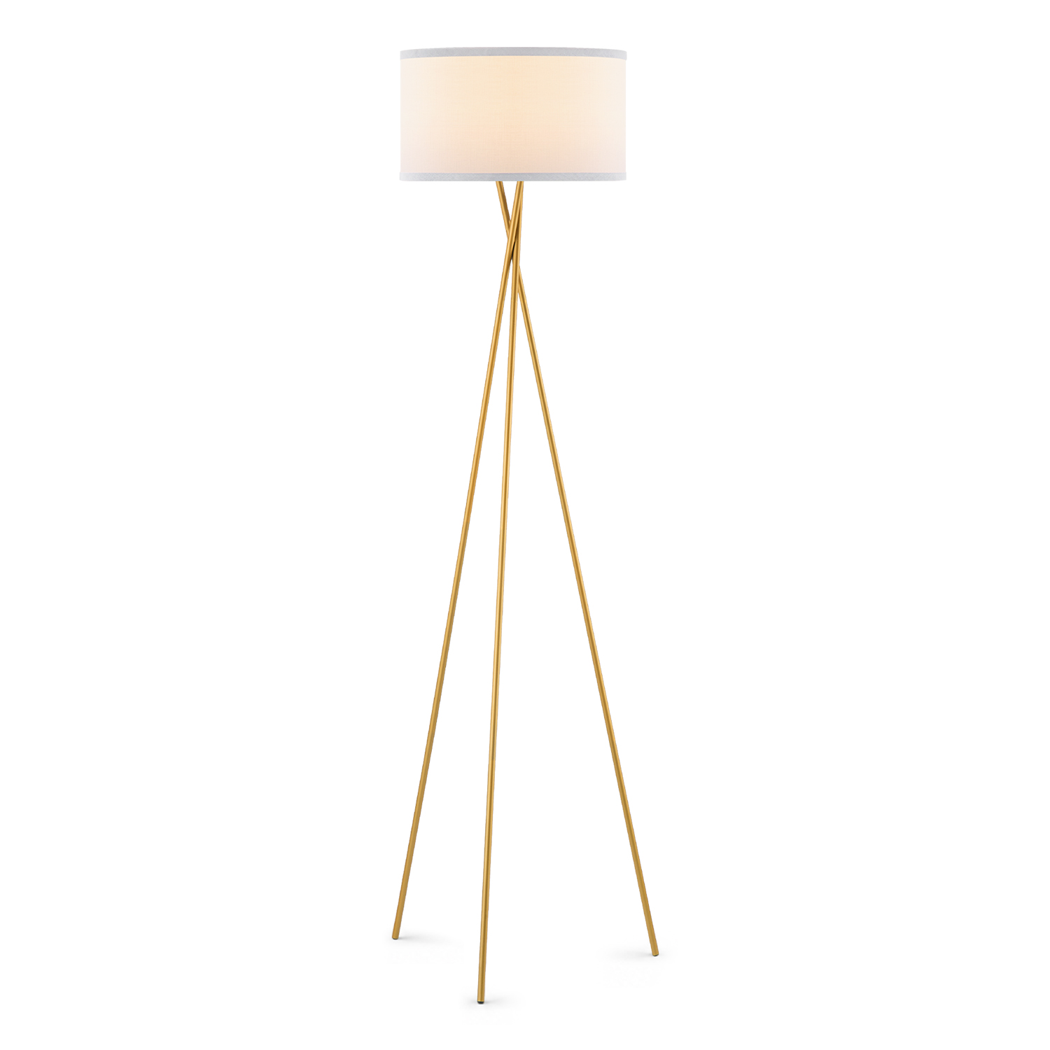 Moderne Vloerlamp - Metalen Staande lamp met wit stoffen Lampenkap - 53/53/138cm - Inclusief LED E27 Lichtbron 9W 806Lm - met Voetschakelaar - voor Woonkamer en Slaapkamer