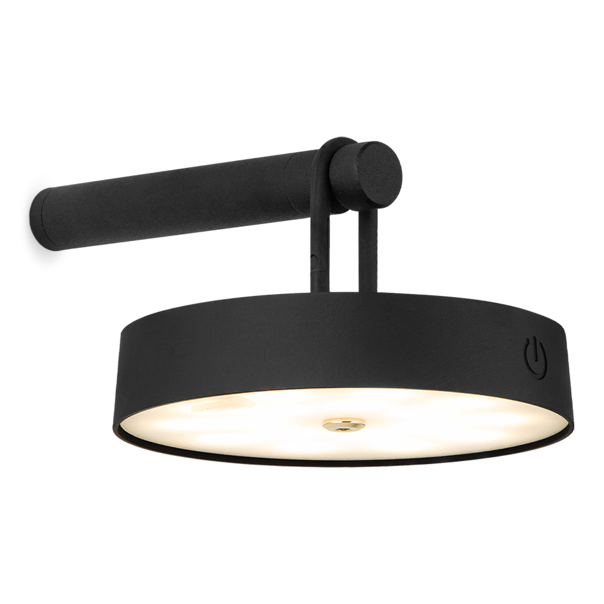 Home sweet Home Draadloze Oplaadbare LED wandlamp - Binnen & Buiten - Dimbaar - ø19 × 8.75 cm - Warmwit licht - 3000mAh - Zwart