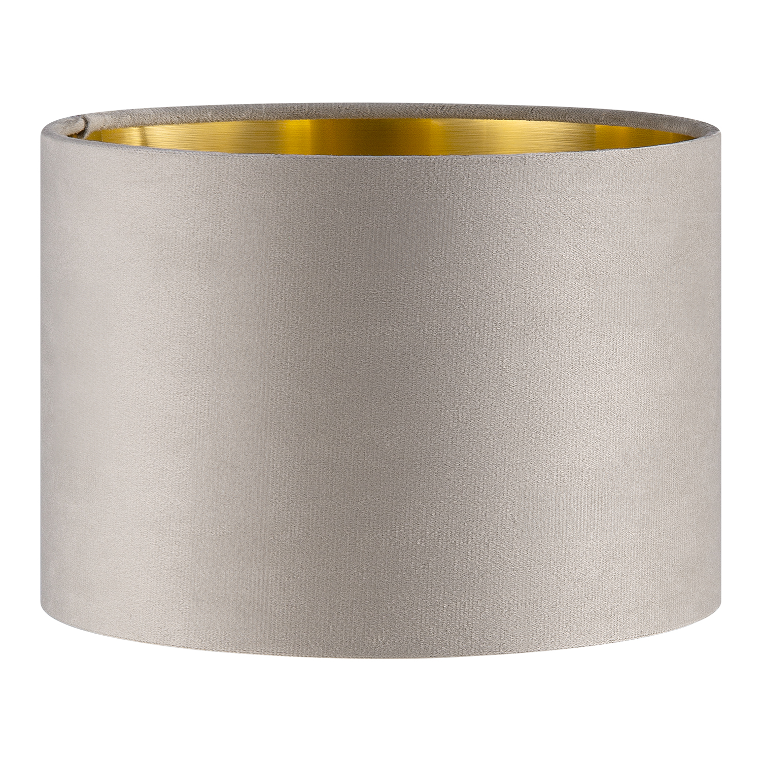 Fluweel - Velvet Lampenkap - Cilinder - Grey + goud - Luxe stijl - ø30 x 20 cm - E27 fitting - voor tafellampen en Pendellamp - voor woonkamer en eetkamer