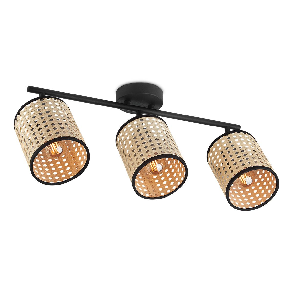 Home sweet home LED opbouwspot Ratan 3L -  naturel/zwart