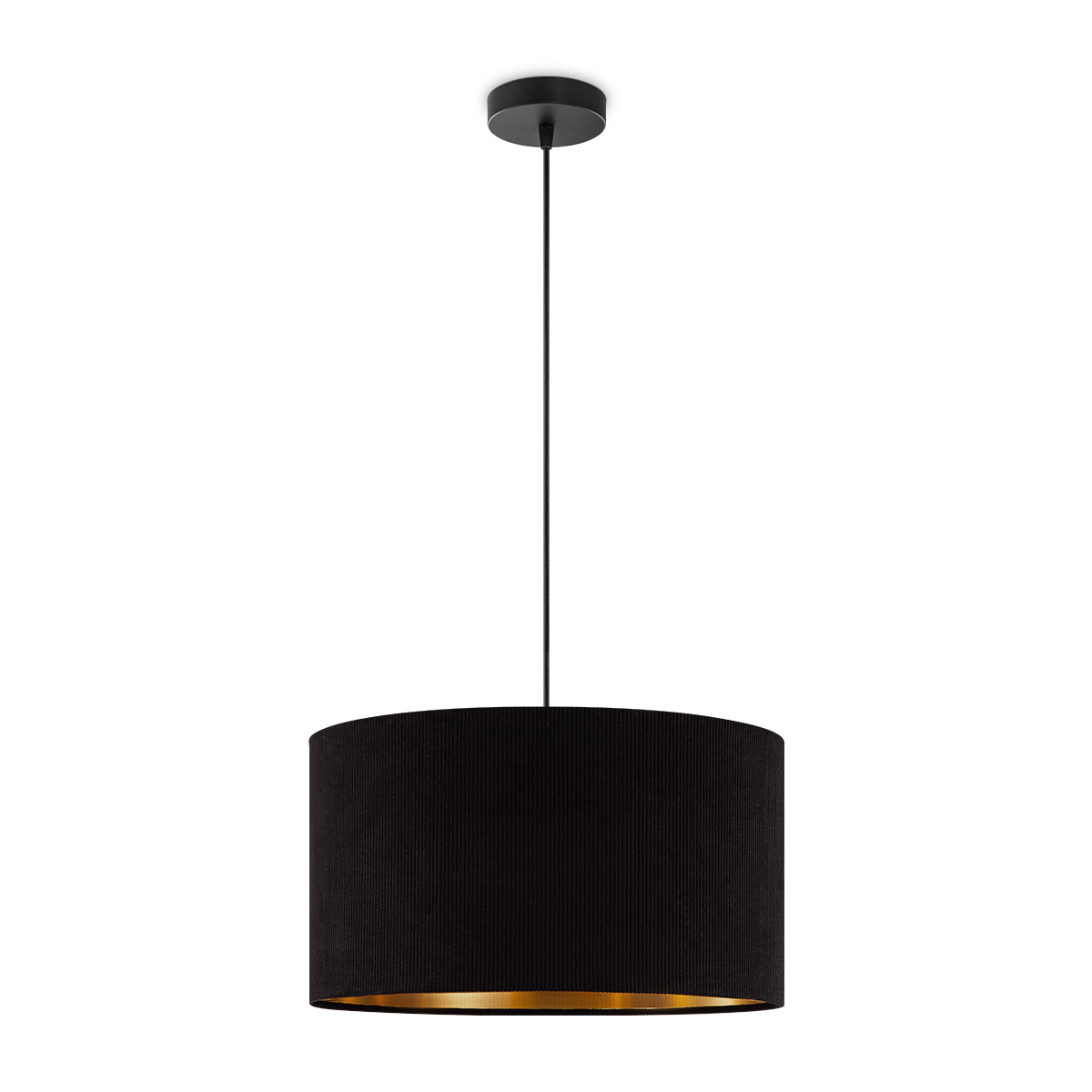 Scandinavische stijl Hanglamp - Corduroy Lampenkap - Cilinder - Black - ø40 x 126 cm - E27 Fitting - Geschikt voor Woonkamers en slaapkamers -