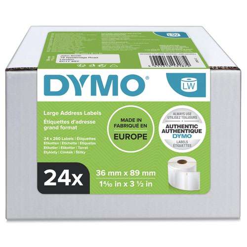 Dymo 99012 24 Rolls of 36mm x 89mm Large Address Permanent Labels