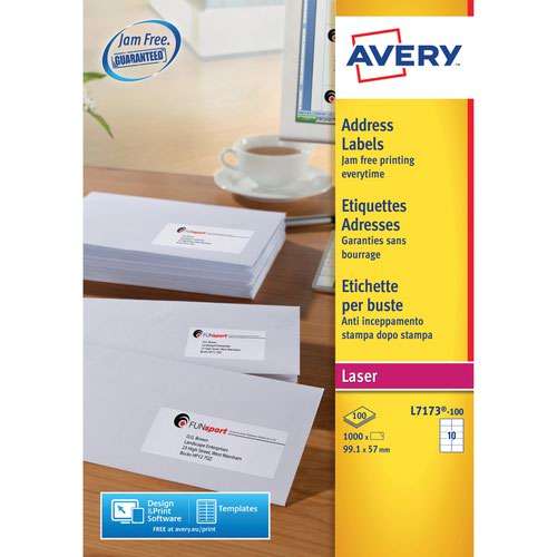 Avery L7173-100 Address Labels 100 sheets - 10 Labels per Sheet