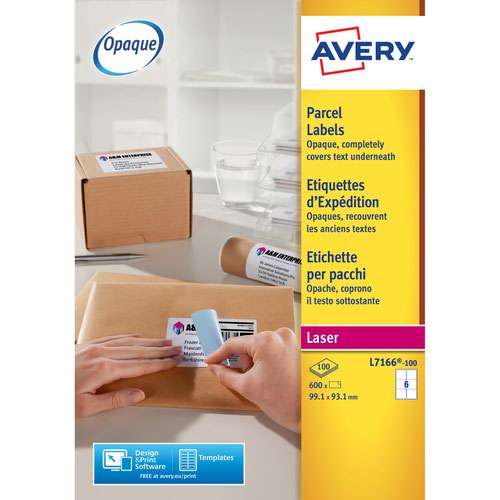 Avery L7166-100 Parcel Labels 100 sheets - 6 Labels per Sheet