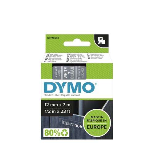 DYMO Authentic D1 Labels | White Print on Clear Tape | 12 mm x 7 m | Self-Adhesive Labels for LabelManager Label Makers | Made in Europe - Image 11