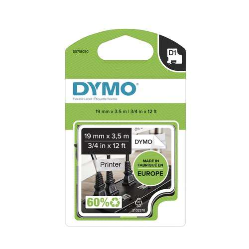 Dymo Black/White 16958 19Mm X 3.5M On Tape