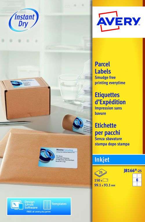 Avery J8166-25 Parcel Labels 25 sheets - 2 Labels per Sheet
