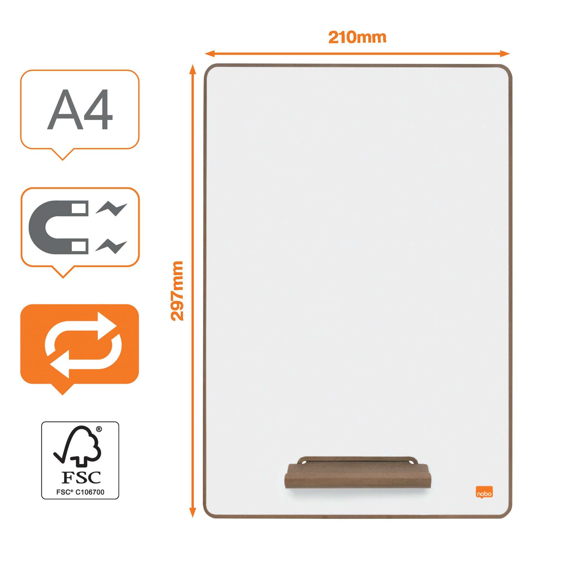 Nobo 1915710 A4 Mini Whiteboard pack of 4