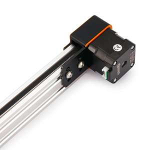 Medium Gantry NEMA17 Belt Drive Actuator (Black 20x20mm, 82mm Travel) - In Use