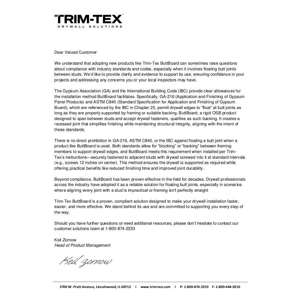Preview of Trim-Tex Buttboard Letter of Compliance V2